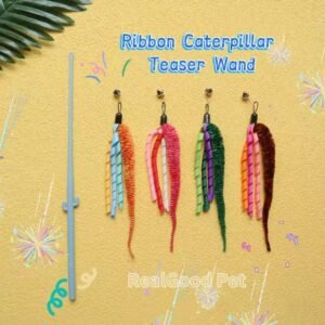 New Ribbon Caterpillar Teaser Wand - Adorable Cartoon Print Cat Toy with Stylish Design