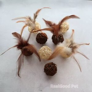 Natural Vine Ball & Feather Cat Toy - Durable Chewable Teaser for Boredom Relief