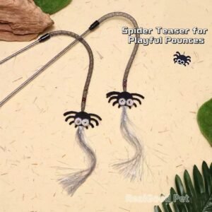 Cat Teaser Wand with Spider, Elastic Mesh Tube, Tassel & Bell for Interactive Fun and Entertainment