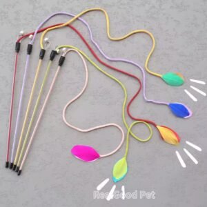 Durable Chew-Proof Animal Tail Cat Teaser Wand with Squeaker & Feathers - Interactive Kitten Toy