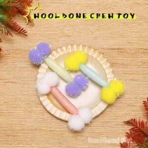 Wool Scented Chew Toy for Cats - Elastic Mesh Dental Teaser, Enrichment Boredom Buster for Self Play & Teeth Cleaning