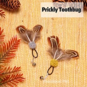 Interactive Fun: Prickly Toothbug & Fluffy Feather Fly Replacement for Cat Wand Teaser